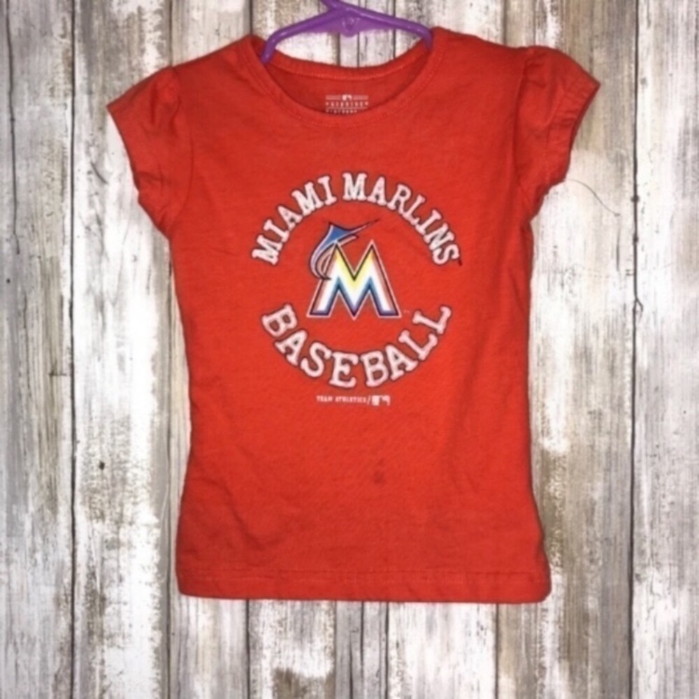 Miami Marlins Girls 2T Tee MLB Baseball Shirt Orange Toddler Top - Picture 5 of 5